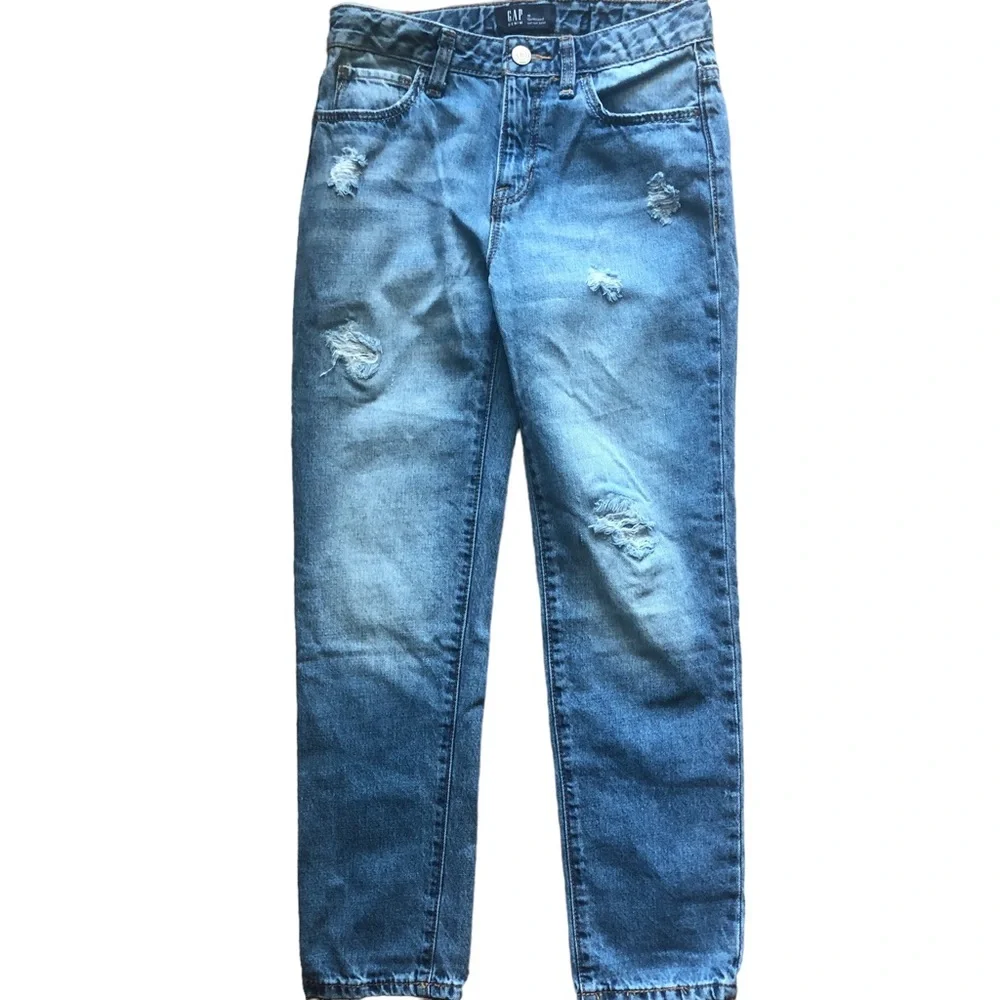 Gap Girls Size 10 Blue Denim Girlfriend Distressed Jeans